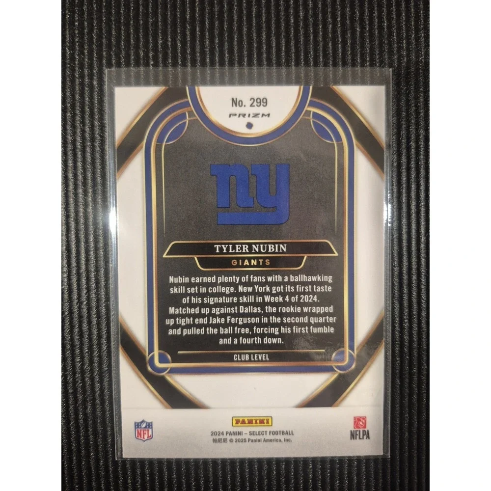 2024 Select Tyler Nubin #299 Club Level Purple Shock Prizm /360 (RC) NY Giants‎